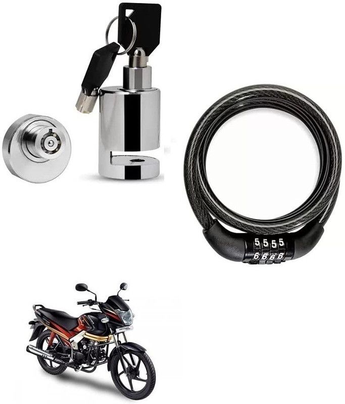 AS TRADERS Heavy Duty Disc Brake Lock with Heavy Number Lock for Mahindra Centuro XT Disc Lock, Cable Lock  (Black, Silver)