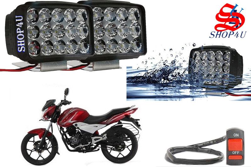 SHOP4U Waterproof 15 LED Fog Light with Switch for Bajaj Discover 100T Headlight, Fog Lamp Motorbike LED for Bajaj (12 V, 15 W)  (Discover)