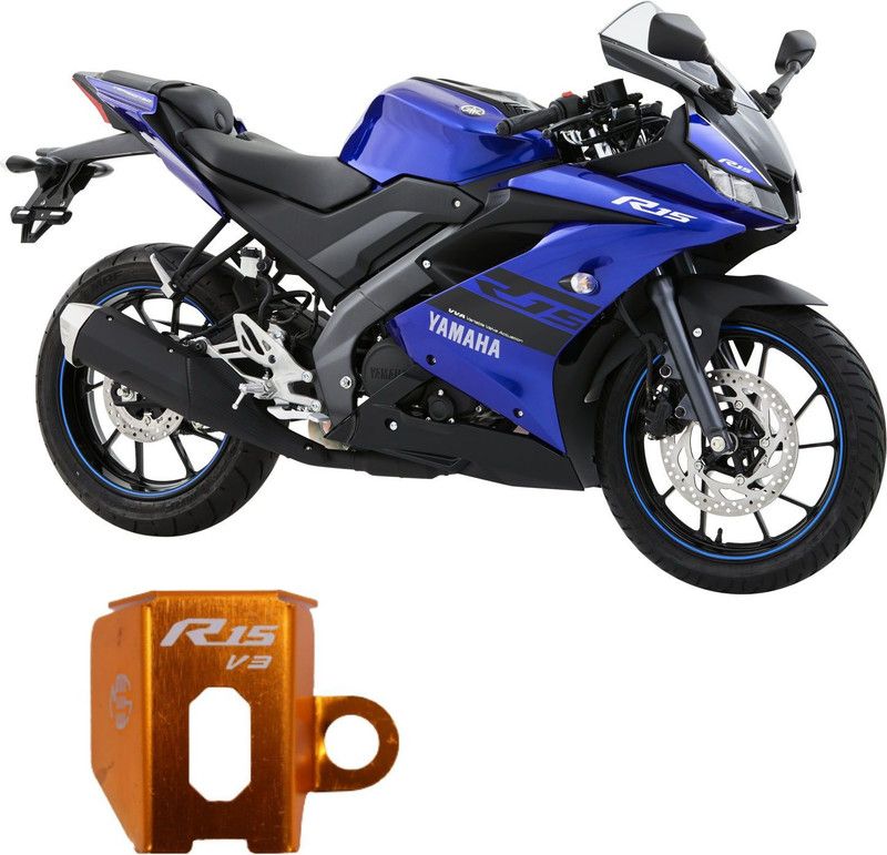 ASRYD Bike Rear Brake Oil Container Guard / Fluid Reservoir Cap Cover For R15 V3 Gold Bike Radiator Guard  (Yamaha)