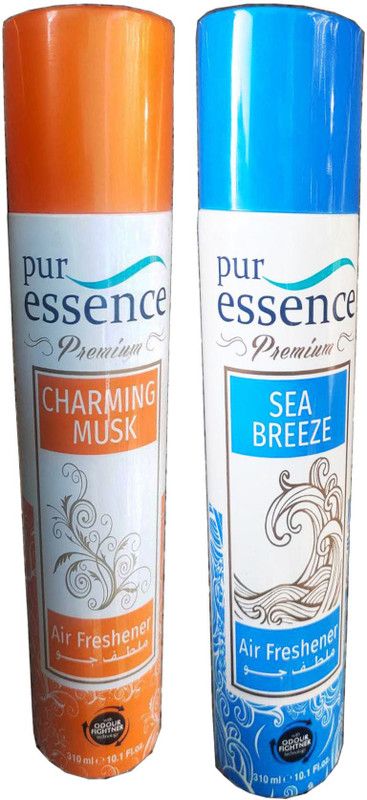 Pur essence Charming Musk & Sea Brez Air&Room Freshener, 310 ml Pack Of-2 Spray  (2 x 310 ml)