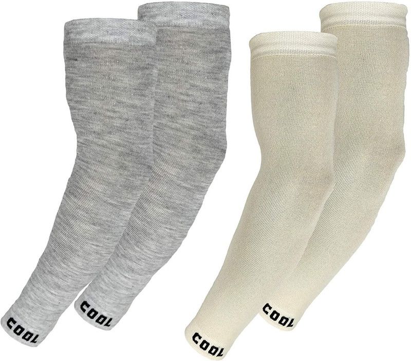 Aadikart Cotton Arm Sleeve For Men & Women  (M, Grey, Beige)