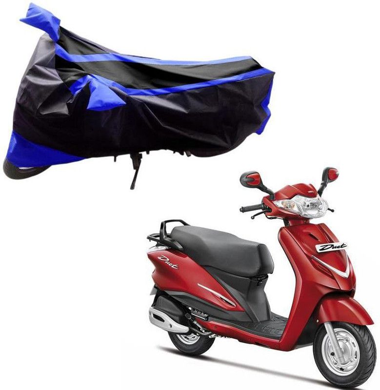 Purpleheart Two Wheeler Cover for Hero  (Moto Corp Duet, Black, Blue)