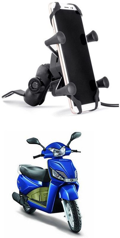 Enfield Works X-Grip Mobile Holder With USB Charger For Bike EW-1297 Bike Mobile Holder  (Black)