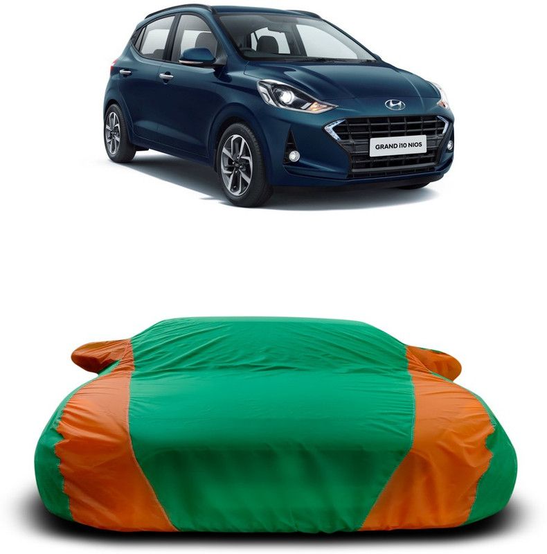 Ascension Car Cover For Hyundai Grand i10 Nios (With Mirror Pockets)  (Green, Orange)
