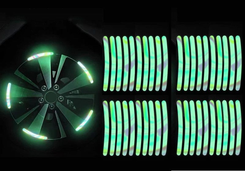 Favoto 40PCS Luminous Car Wheel Decorative Stripe Stickers 12.7 mm x 0.09 m Florescent Reflective Tape  (Pack of 40)