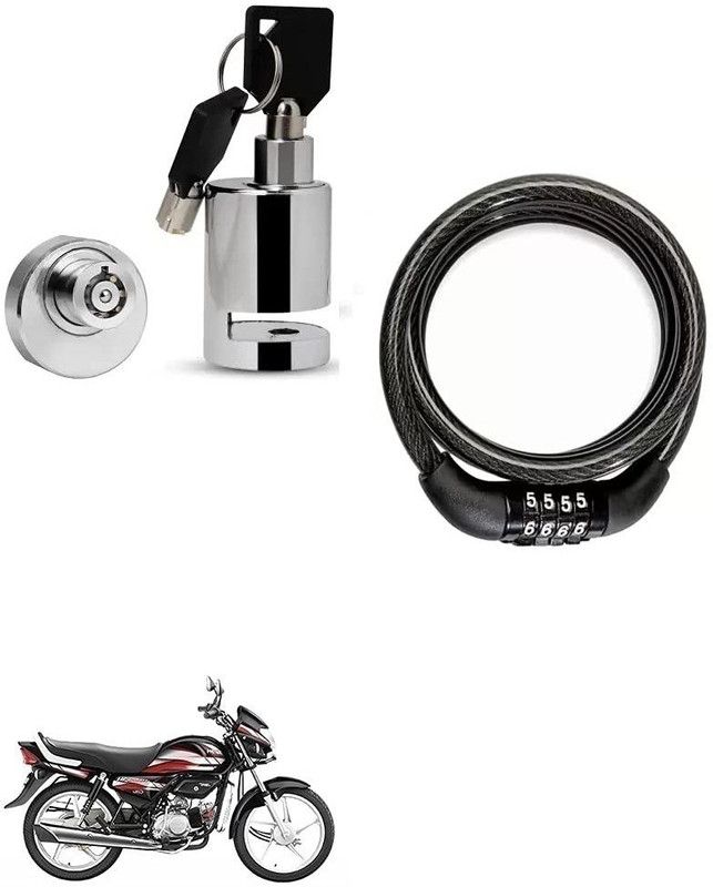 AS TRADERS Heavy Duty Disc Brake Lock with Heavy Number Lock for Hero CD Deluxe Disc Lock, Cable Lock  (Black, Silver)