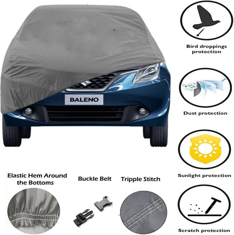 DING-DONG Car Cover For Maruti Suzuki Baleno (Without Mirror Pockets)  (Grey)