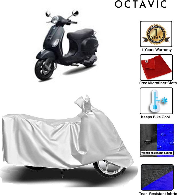 octavic Waterproof Two Wheeler Cover for Piaggio  (Vespa LX, Silver)