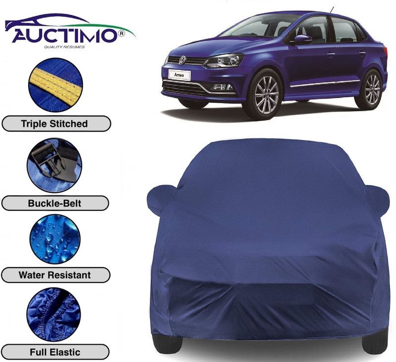 AUCTIMO Car Cover For Volkswagen Ameo 1.0 MPI Trendline Petrol (With Mirror Pockets)  (Blue)