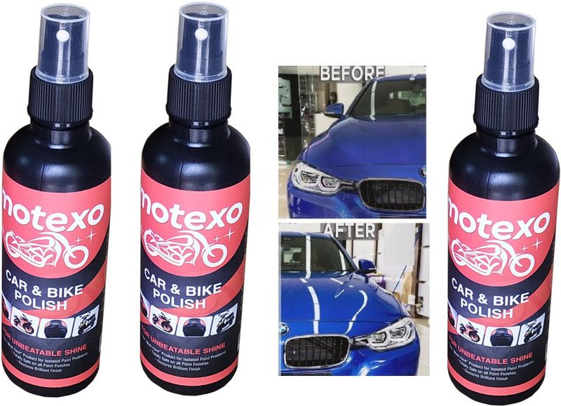 MOTEXO Liquid Car Polish for Exterior, Bumper, Dashboard, Leather, Metal Parts  (600 ml, Pack of 3)