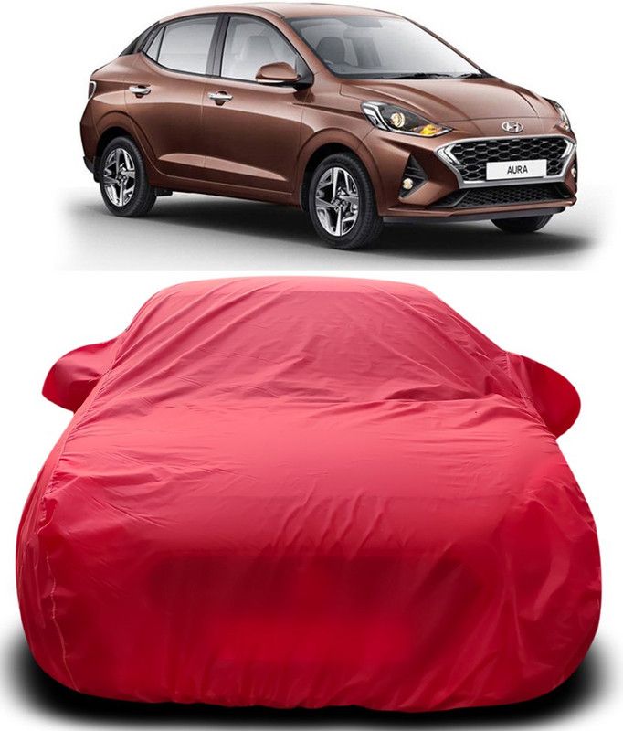 ENTIRELY ELITE Car Cover For Hyundai Aura (With Mirror Pockets)  (Red)