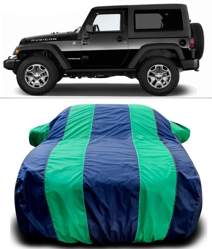 Furious3D Car Cover For Mahindra Thar (With Mirror Pockets)  (Green, Blue)