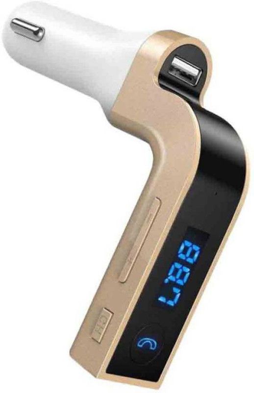 carempire v5.0 Car Bluetooth Device with FM Transmitter  (White, Gold)