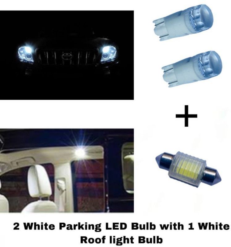 RohanEshop Crystal White Led 2 Car Parking Bulb with 1 White Led Car Roof (Dome) Light ( Combo ) Back Up Lamp, Headlight, Interior Light, License Plate Light, Parking Light, Side Marker Car LED (12 V, 1.2 W)  (Universal For Car, Pack of 3)