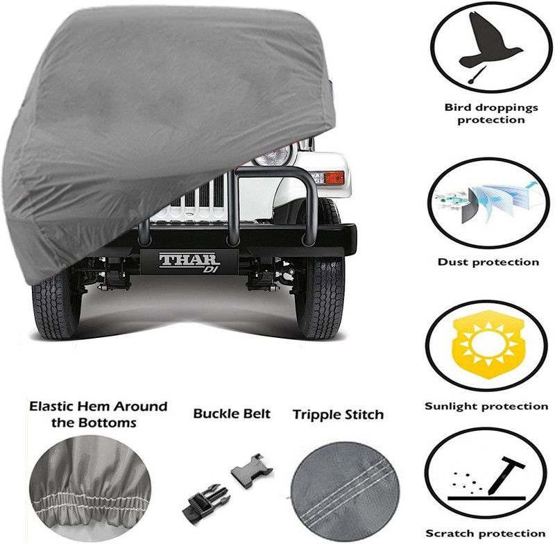DING-DONG Car Cover For Mahindra Thar (Without Mirror Pockets)  (Grey, For 2010, 2014 Models)