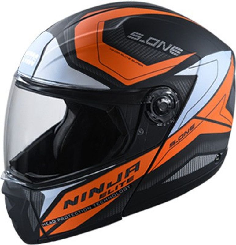 STUDDS NINJA ELITE SUPER D4 Motorbike Helmet  (MATT BLACK, N10-ORANGE)