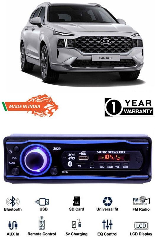 AutoTiger Blue 2029 USB/AUX/SD/BLUETOOTH/FM/MP3 BOOM MASTER STANDARD-AT194 Car Stereo  (Single Din)