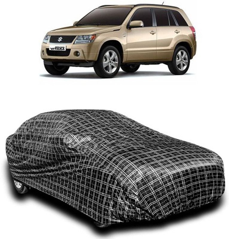 APNEK Car Cover For Maruti Grand Vitara (With Mirror Pockets)  (Silver, Black)