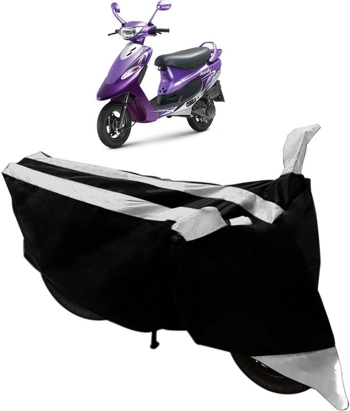 Purpleheart Two Wheeler Cover for TVS  (Scooty Pep+, Black, Silver)