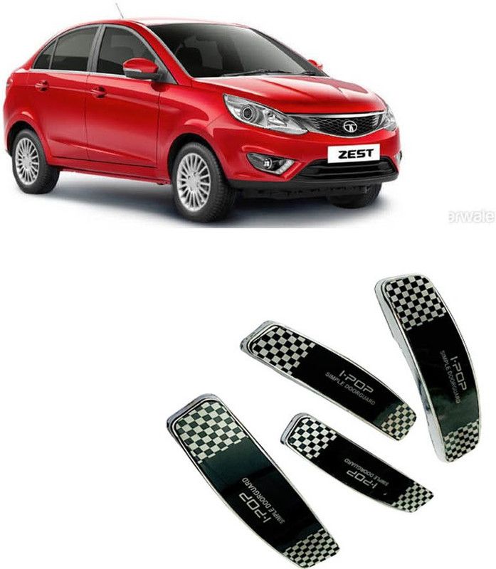 Etradezone Plastic Car Door Guard  (Black, Silver, Pack of 4, Tata, Zest)