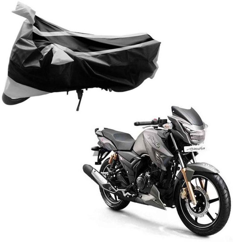 Purpleheart Two Wheeler Cover for TVS  (Apache RTR 180, Black, Silver)
