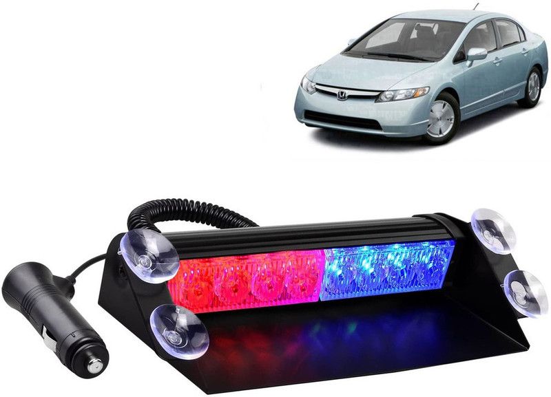 Selifaur 108 - 8 LED High Intensity Windshield Emergency Strobe Lights || Vehicles Interior Roof Hazard Warning LED Flash Light (Blue&Red)for Civic Car Flashlight Holder
