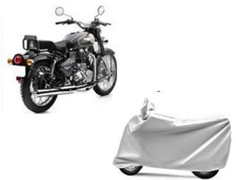 High Quality Waterproof Two Wheeler Cover for Royal Enfield  (Bullet 500, Silver)