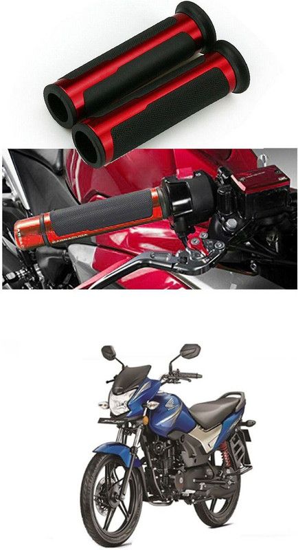 PRTEK 7/8 Handle Bar CNC Aluminum Rubber Handlebar Hand Grips 243 Handle Bar Grip For Honda CB Shine  (Pack of 2)