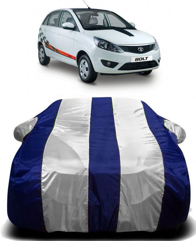 Furious3D Car Cover For Tata Bolt (With Mirror Pockets)  (White, Blue)