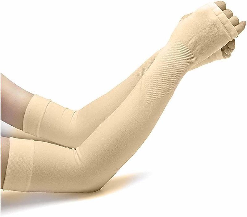 M MOD CON Nylon Arm Sleeve For Men & Women  (Free, Beige)