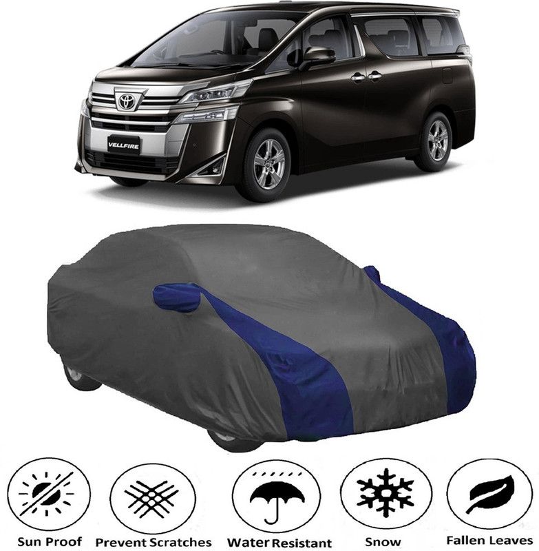 Genipap Car Cover For Toyota Vellfire (With Mirror Pockets)  (Grey, Blue)