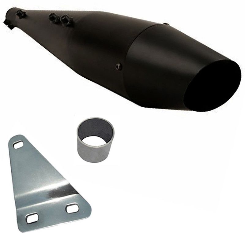 Dhe Best Dolphin Full Black Glasswool/Filter Exhaust Silencer Royal Enfield Classic Royal Enfield Classic Full Exhaust System  (Mild Steel)