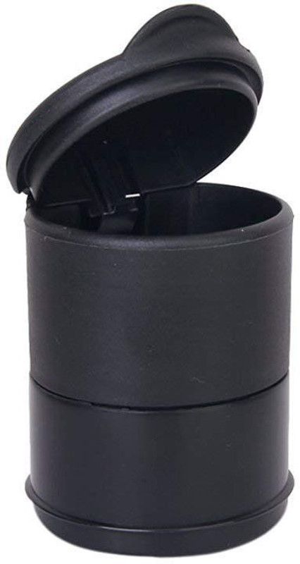 RHONNIUM ™ Travel Cigarette Ashtray Car Auto Portable Smokeless Cup Holder Cylinder With LED Light Lid Office - Metallic Black Plastic, PTFE (Non-stick), Aluminium Ashtray  (Pack of 1)