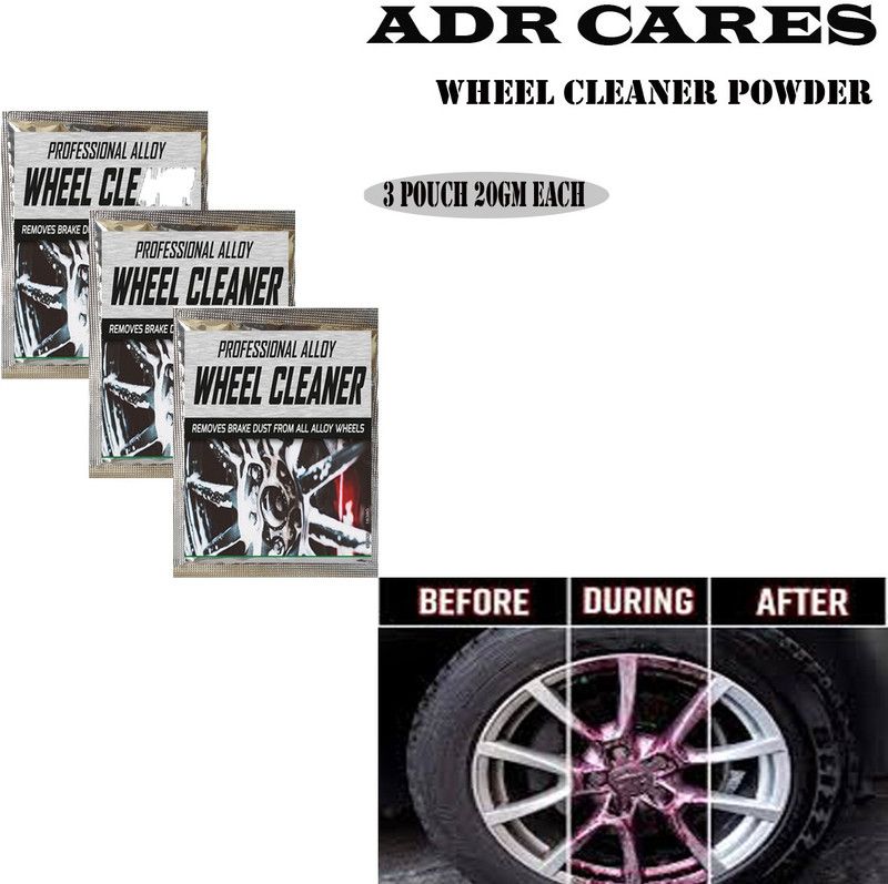 ADR CARES Alloy Wheel Cleaner renews shine and sparkle metals by removing surface rust, stains, oxidation, water spots, Car Care/Car Accessories/Automotive Product pack of 03 pouch (20gm) each 60 g Wheel Tire Cleaner  (Pack of 3)