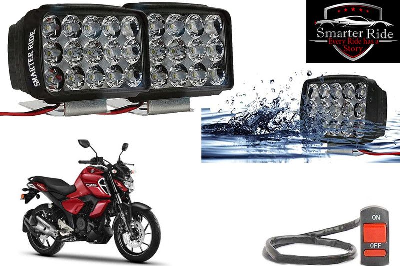 SMARTER RIDE Waterproof 15 LED Fog Light with Switch for Yamaha FZ-S-FI Headlight Motorbike LED for Yamaha (12 V, 20 W)  (YZF R25, Pack of 3)