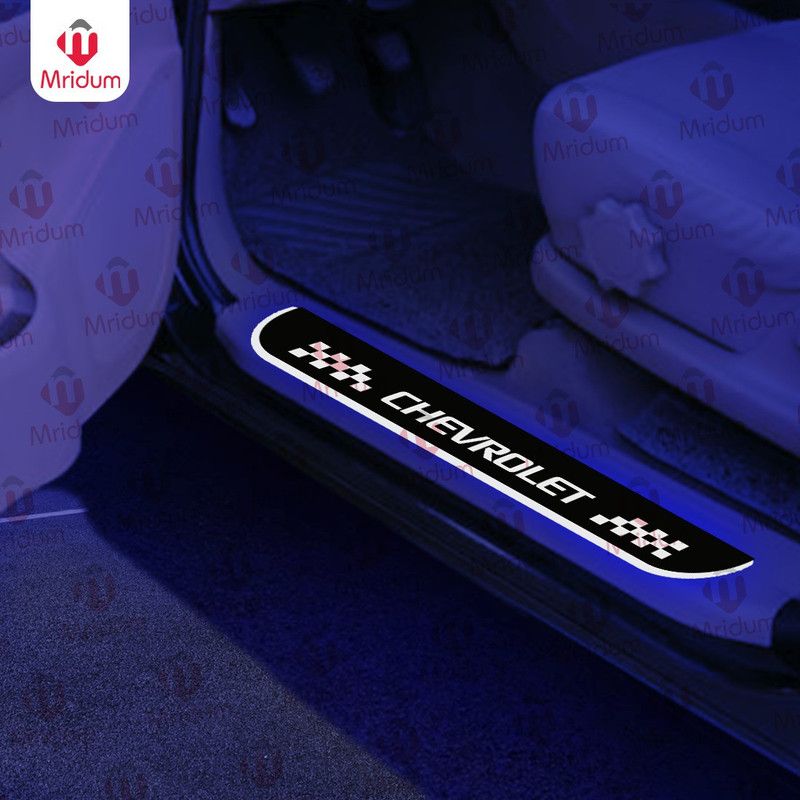 MRIDUM Chevrolet Check Design Door Sill Plate pack of 4 Door Sill Plate