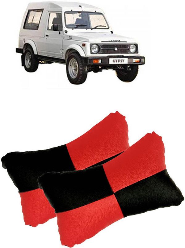 SHOOLIN Black, Red Leatherite Car Pillow Cushion for Maruti Suzuki  (Rectangular, Pack of 2)
