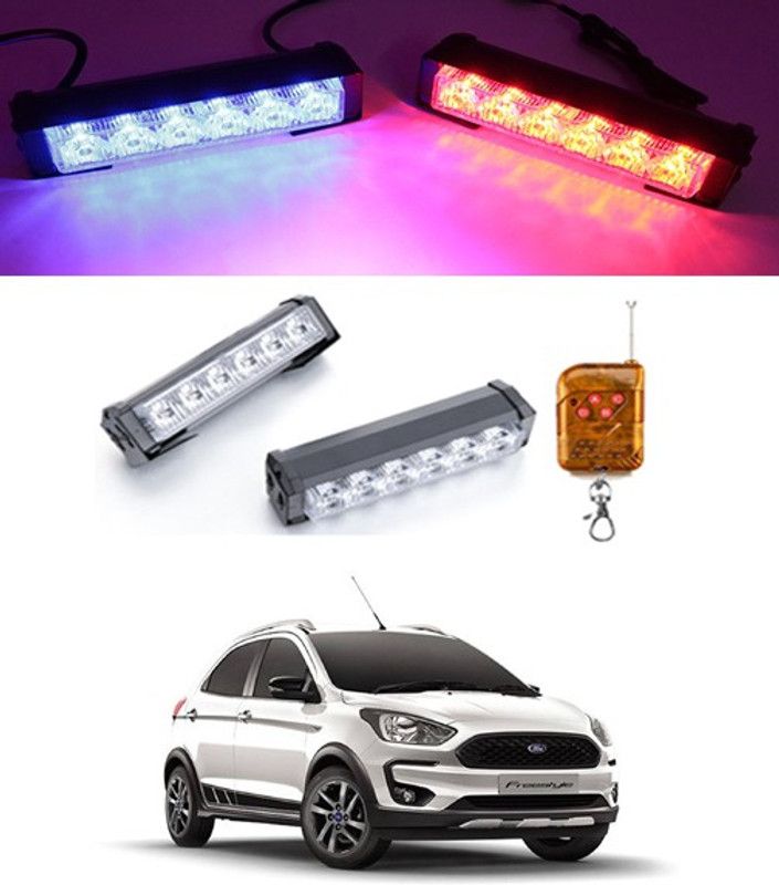RKPSP 12V/6LED Police Light Blue/Red with Remote Police Flash Light For Freestyle Fog Lamp Car, Motorbike, Truck, Van LED for Ford (12 V, 55 W)  (Universal For Car, Pack of 2)