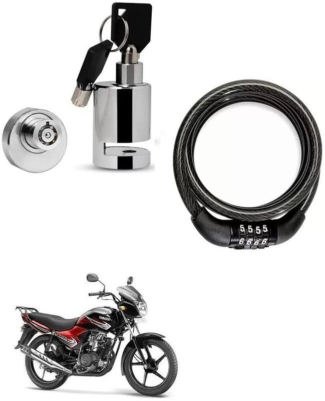 AS TRADERS Heavy Duty Disc Brake Lock with Heavy Number Lock for Yamaha YBR 110 Disc Lock, Cable Lock  (Black, Silver)