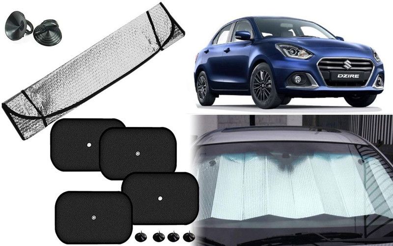 Auto Kite Dashboard, Rear Window, Side Window Sun Shade For Maruti Suzuki Swift Dzire  (Silver, Black)
