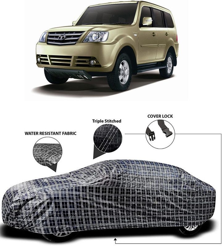 MoTRoX Car Cover For Tata Sumo Grande MK II (With Mirror Pockets)  (White, Black)