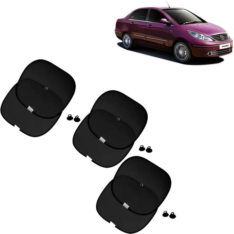 aksmit Side Window Sun Shade For Tata Manza  (Black)