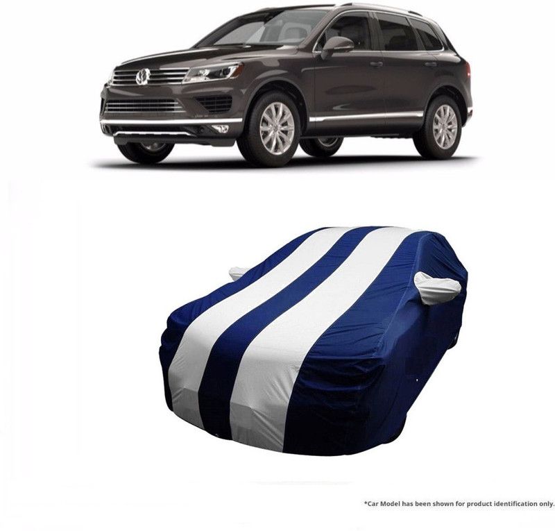 Flipkart SmartBuy Car Cover For Volkswagen Touareg (With Mirror Pockets)  (White, Blue)