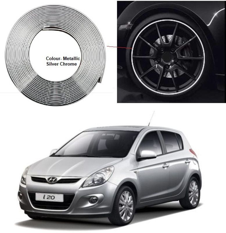 PRTEK ar Beading Exterior Chromium Plated (Colour Chrome Silver) for Exterior Rim, Grill, Headlight, Back Light, Wheel, Hub, Stickon A85 Car Beading Roll For Grill and Garnish Cover  (5 m)