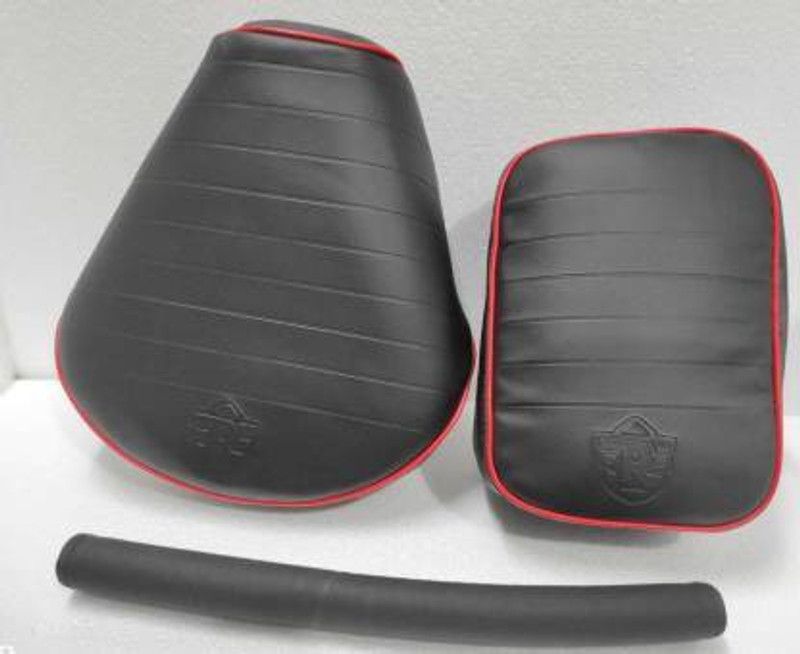 AHLMOTOR Classic Seat Cover Red Lining Black With Backrest Foam Black For Royal Enfield Split Bike Seat Cover For Royal Enfield Classic, Classic 350, Classic 500, Classic Chrome, Classic Desert Storm