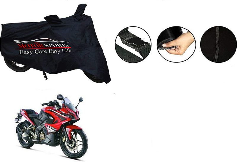 MotorSports Two Wheeler Cover for Bajaj  (Pulsar RS 200, Black)