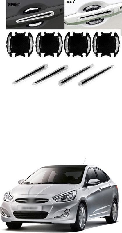PRTEK Plastic Car Door Guard  (Silver, Black, Pack of 8, Hyundai, Accent)