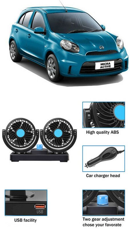 ARN Car Fan with USB Charging 12V 360 Head 2 Speed for All Auto Vehicles AR-443 Car Interior Fan  (12 V)