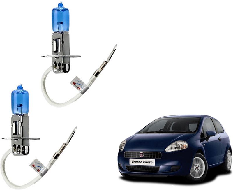WolkomHome Car H3 halogen headlight Fog lamp bulb 12V - 100W 5000K Cool Blue Ultimate White for Fiat Grand Punto Headlight Car Halogen for Fiat (12 V, 100 W)  (Grande Punto, Pack of 2)