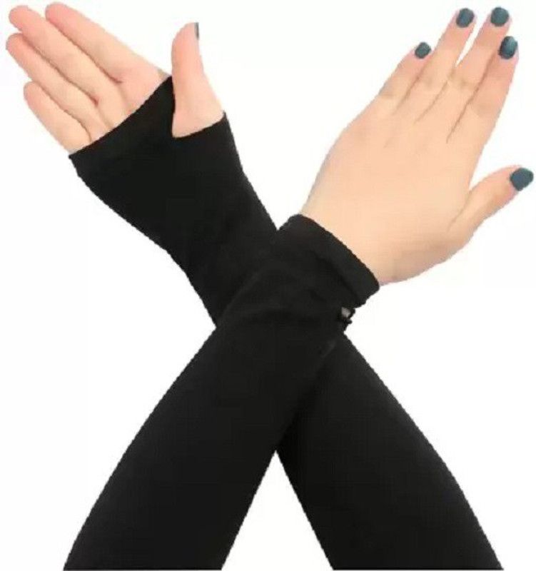 Zhunmun Nylon Arm Sleeve For Men & Women  (Free, Black)